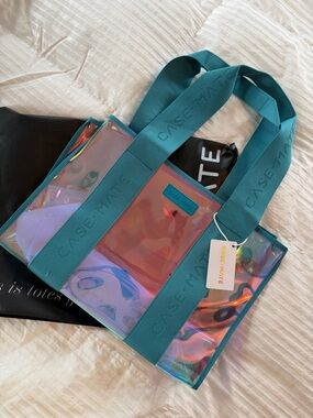 case-mate Teal Iridescent Holographic Tote